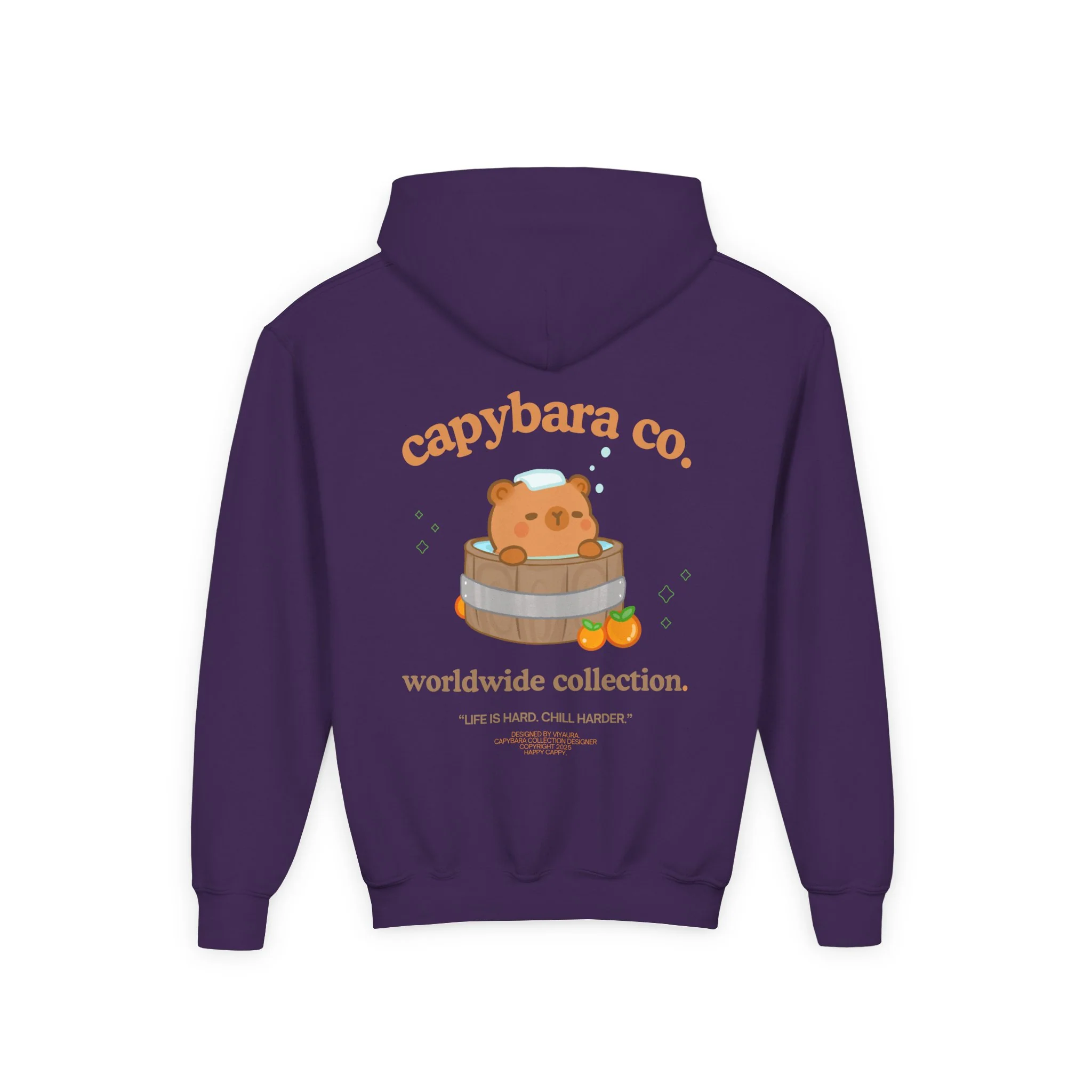 Capybara Bath: Youth Heavy Blend Hooded Sweatshirt - Image 56